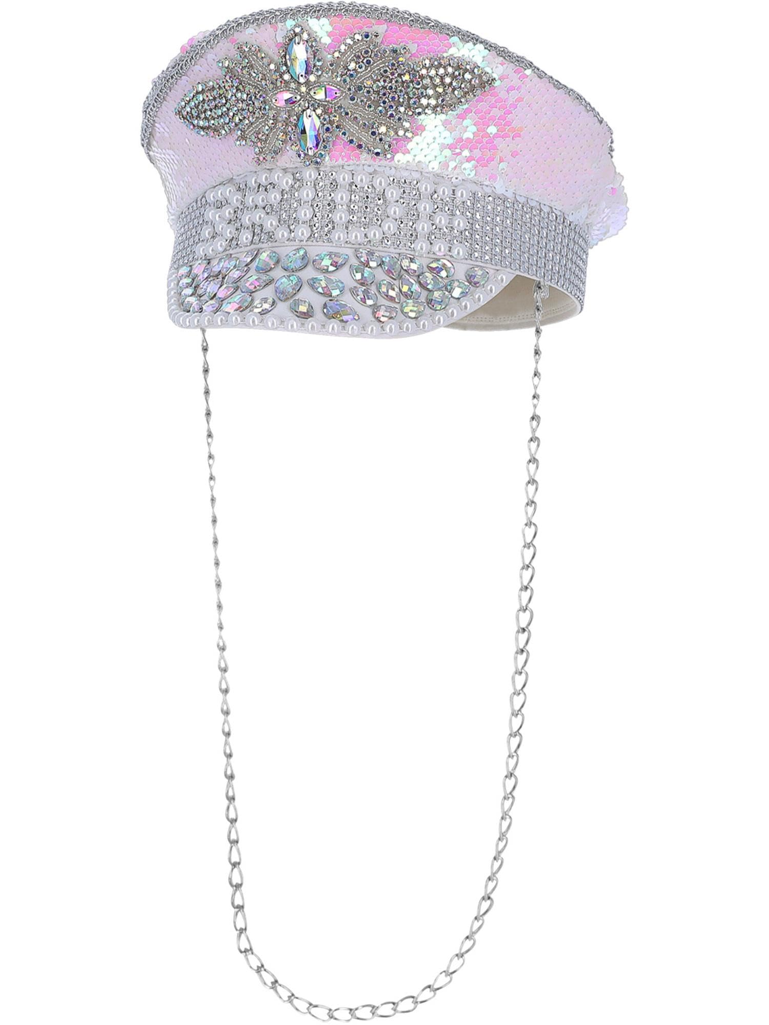 Smiffys Fever Deluxe Sequin & Pearl Bride Captains Hat