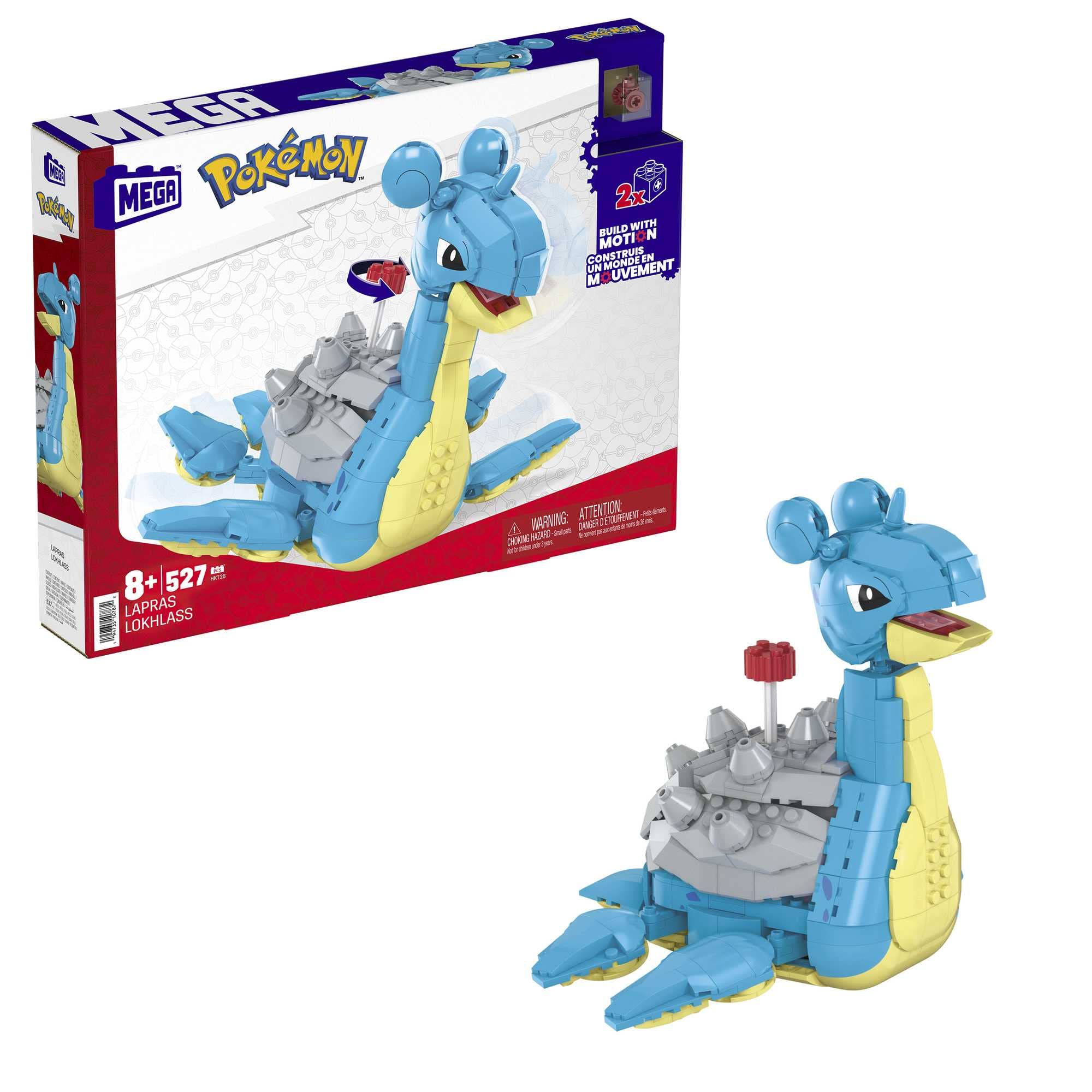 Mega Construx Pokémon Lapras, 529 Bloques de construcción con Movimiento, Juguete +8 años (Mattel HKT26