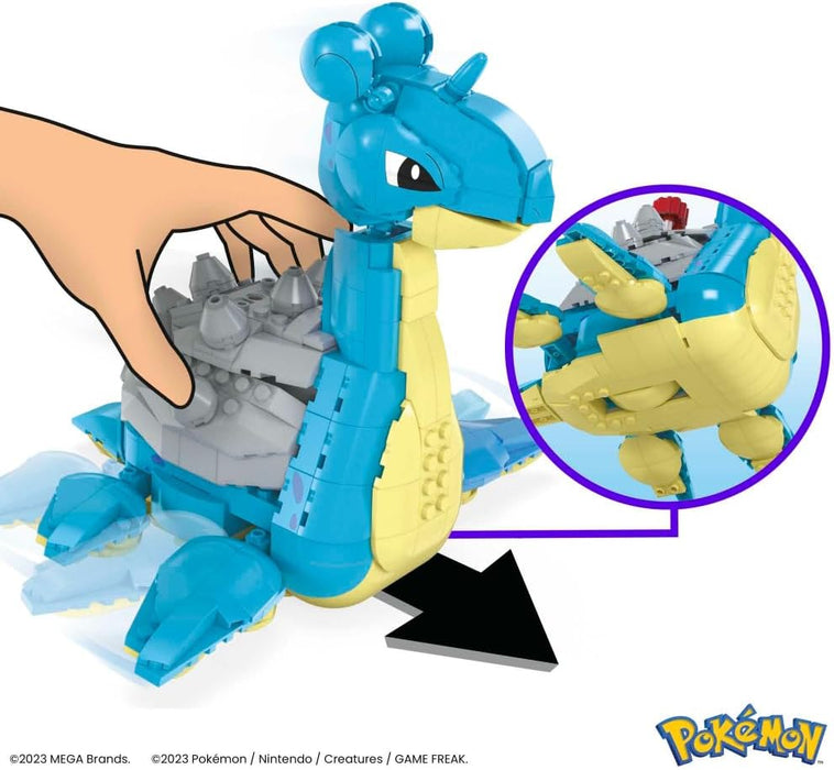 Mega Construx Pokémon Lapras, 529 Bloques de construcción con Movimiento, Juguete +8 años (Mattel HKT26