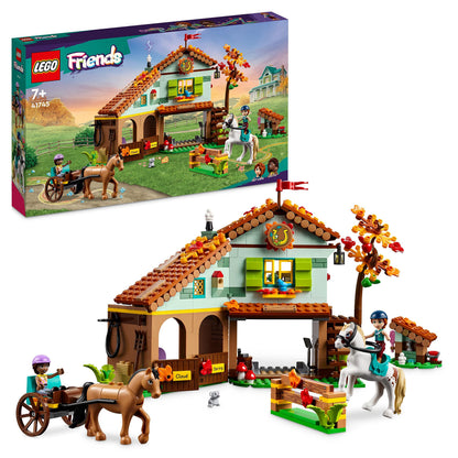 LEGO Friends Autumn’s Horse Stable Set with 2 Toy Horses, Carriage and Riding Accessories, Farm Animal Figure Gift for Girls, Boys and Kids Aged 7 Plus Years Old 41745 Single
