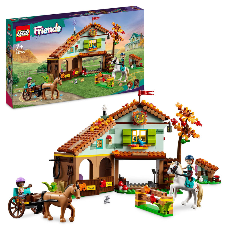 LEGO Friends Autumn’s Horse Stable Set with 2 Toy Horses, Carriage and Riding Accessories, Farm Animal Figure Gift for Girls, Boys and Kids Aged 7 Plus Years Old 41745 Single