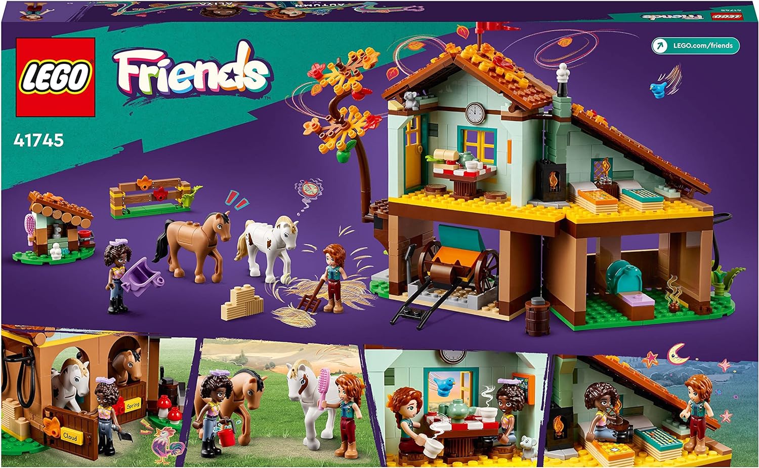 LEGO Friends Autumn’s Horse Stable Set with 2 Toy Horses, Carriage and Riding Accessories, Farm Animal Figure Gift for Girls, Boys and Kids Aged 7 Plus Years Old 41745 Single