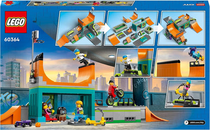 LEGO City Street Skate Park Set, Toy For Kids Aged 6 Plus Years Old with BMX Bike, Skateboard, Scooter, In-Line Skates and 4 Skater Minifigures to Perform Stunts, 2023 Set 60364 Single