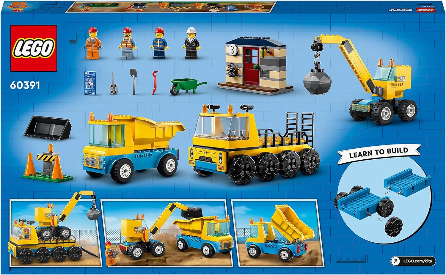 LEGO 60391 City Construction Trucks and Wrecking Ball Crane Toys, Demolition Playset with Digger Toy & 60370 City Police Station Chase Playset with Car Toy and Motorbike, Breakout Jail