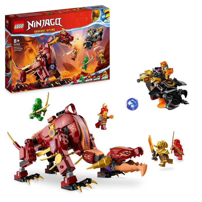LEGO NINJAGO Heatwave Transforming Lava Dragon Toy, Dragons Rising Series Set with Mythical Creature Figure, plus Kai & Lloyd Minifigures 71793 Modern