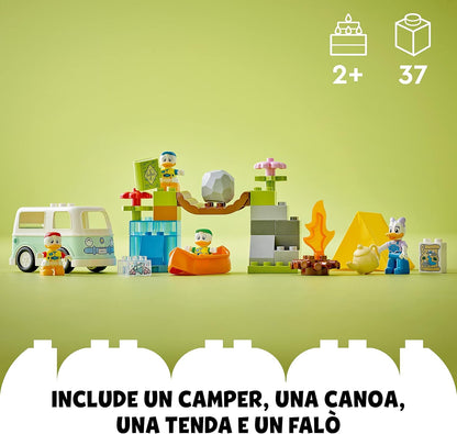 LEGO 10997 DUPLO Disney Mickey and Friends Camping-Abenteuer Set mit Wohnmobil, Kanu und Daisy Duck Figur, Bauspielzeug Geschenk für Kleinkinder ab 2 Jahren, Mädchen und Jungen