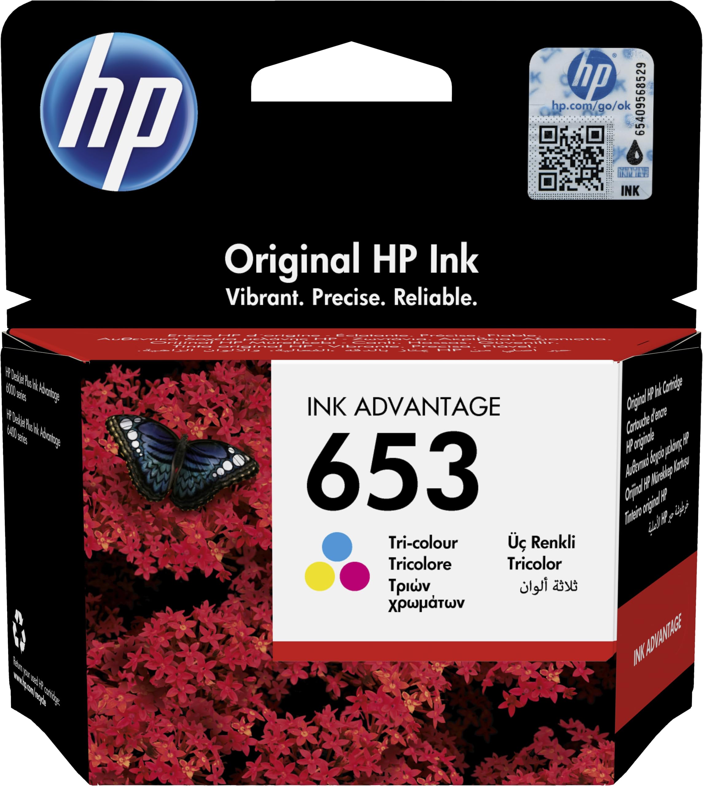 HP Cartouche d’encre Ink Advantage trois couleurs 653 authentique