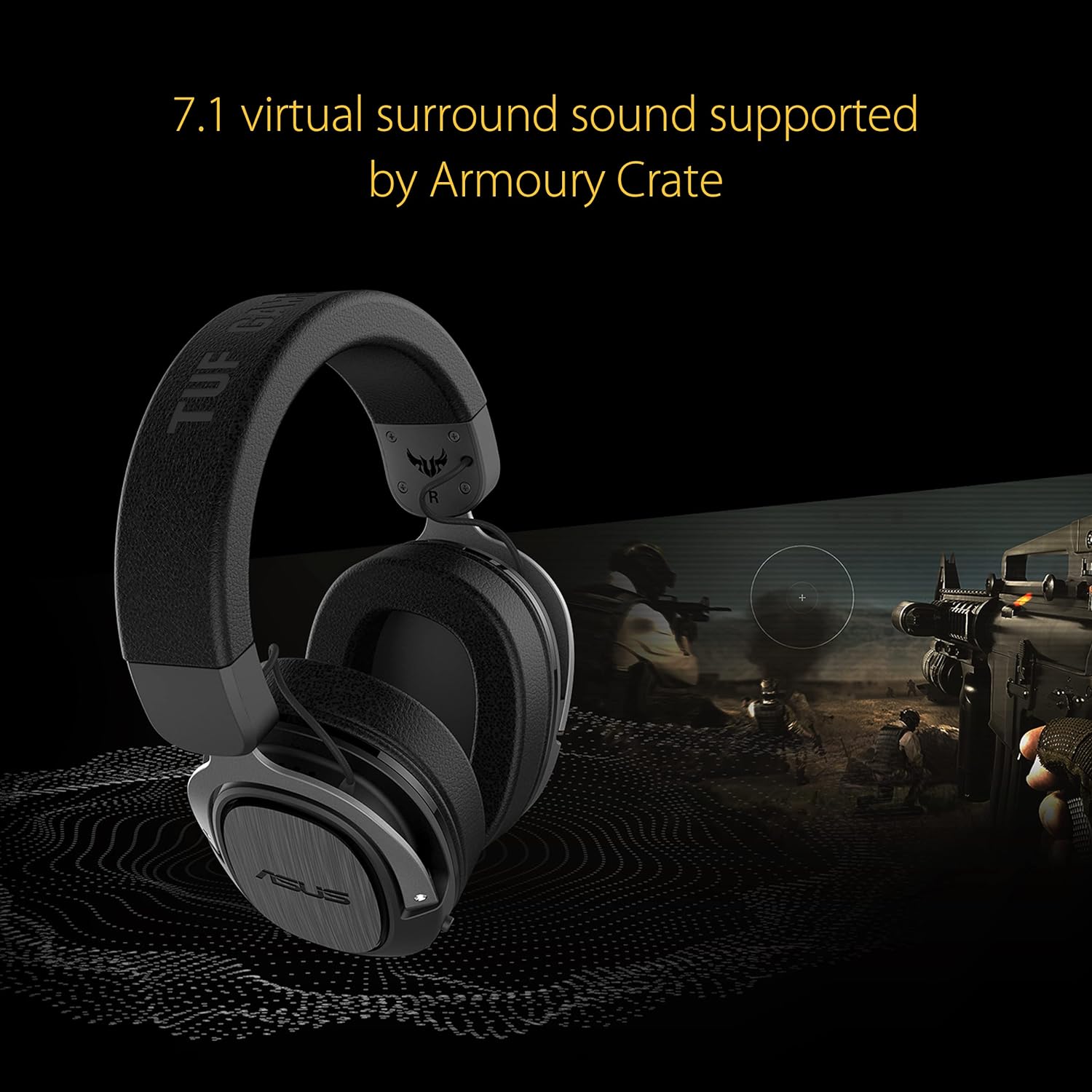 ASUS TUF Gaming H3 Wireless Headset (kabellos, 2,4GHz-Verbindung über USB-C, 7.1 Surround Sound, bis zu 15 Stunden Akkulaufzeit