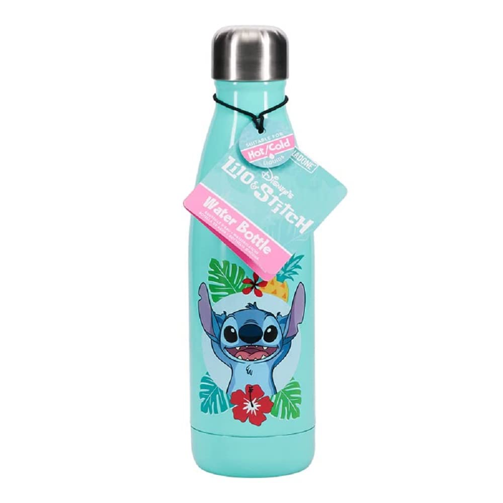 Botella de agua Stitch - Producto oficial Disney, botella de metal a prueba de fugas para bebidas frías y calientes, regalo para fans de Stitch 460ml (15 oz
