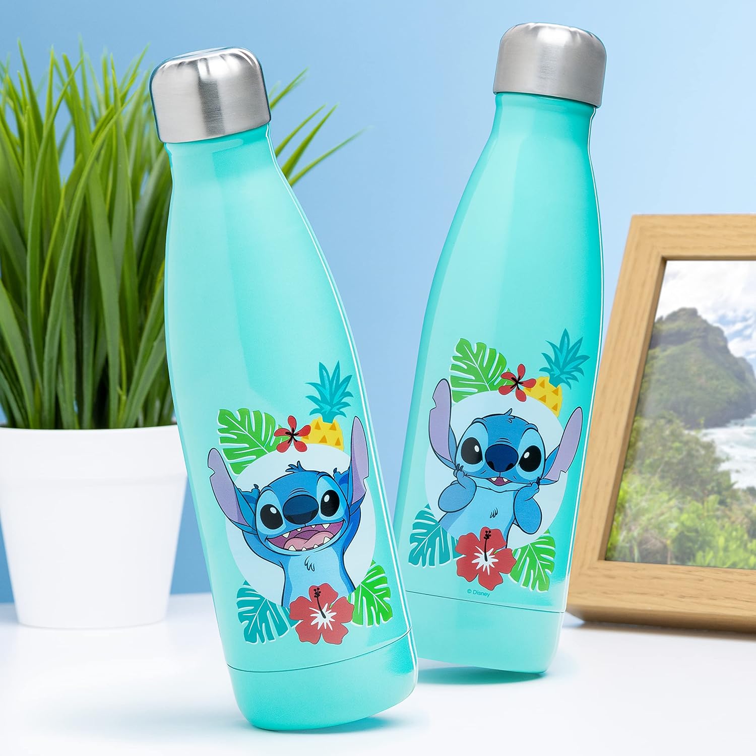 Botella de agua Stitch - Producto oficial Disney, botella de metal a prueba de fugas para bebidas frías y calientes, regalo para fans de Stitch 460ml (15 oz