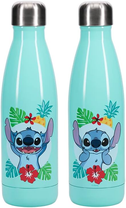 Botella de agua Stitch - Producto oficial Disney, botella de metal a prueba de fugas para bebidas frías y calientes, regalo para fans de Stitch 460ml (15 oz