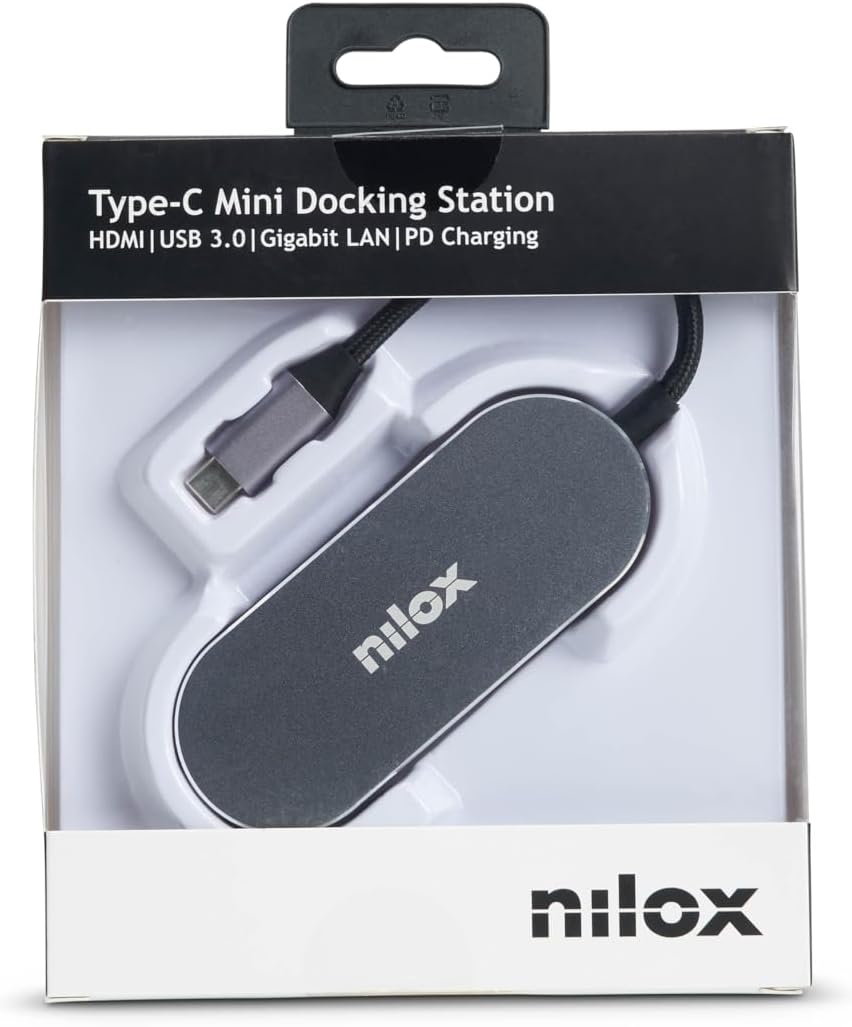 NILOX Mini Dock USB-HDMI, 3 USB 3.0 ETHERNET