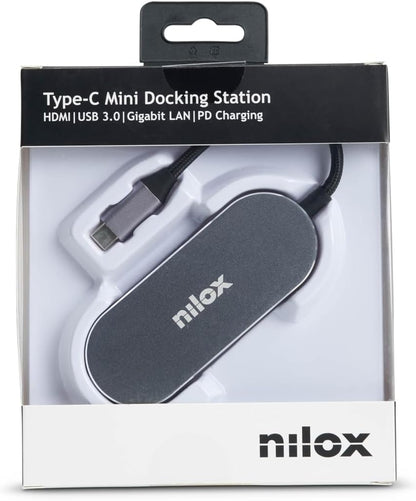 NILOX Mini Dock USB-HDMI, 3 USB 3.0 ETHERNET