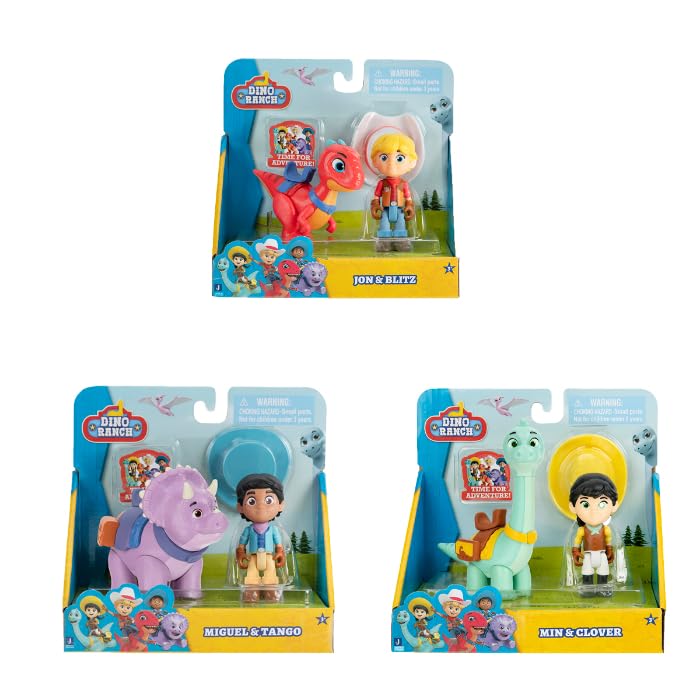 Dino Ranch Ranchers 2 PK Ass, Miguel and Tango, Dinosaur Toy My and Clover, Jon and Blitz