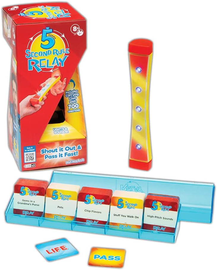 5 Second Rule Relay | Family Party Game | Electronic Relay Baton | Shout It Out & Pass It Fast! | For 2 or More Players| Age 8+