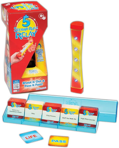 5 Second Rule Relay | Family Party Game | Electronic Relay Baton | Shout It Out & Pass It Fast! | For 2 or More Players| Age 8+