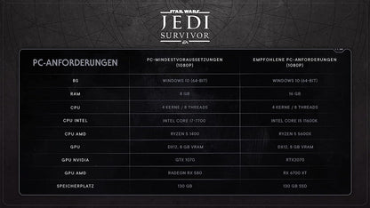 Star Wars Jedi Survivor | PCWin | VideoGame | Code in der Box | Deutsch PC Standard