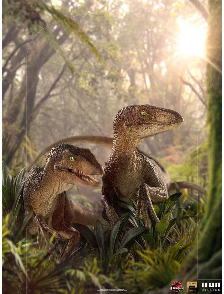 Iron Studios UNIVJP47221-10 1:10 Just The Two Raptors Deluxe Jurassic Park Figur Art Scale, Einfarbig, Mehrfarbig