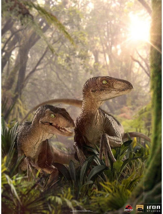 Iron Studios UNIVJP47221-10 1:10 Just The Two Raptors Deluxe Jurassic Park Figur Art Scale, Einfarbig, Mehrfarbig