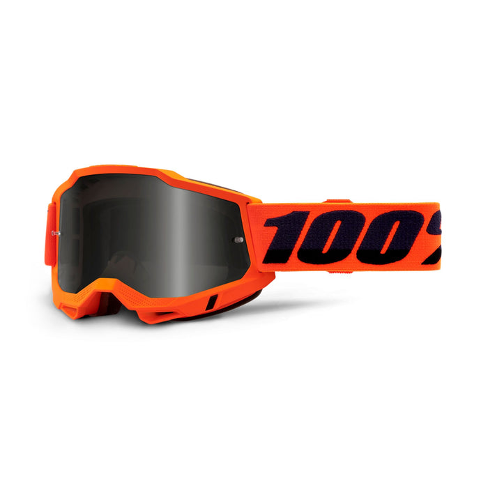 100% Accuri 2 Lunettes de protection sable pour VTT et UTV – Lunettes de protection pour moto tout-terrain, sport motorisé avec verres fumés foncés Fluo/orange Verres fumés