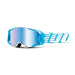100% ARMEGA Goggle Motocross & Mountain Biking Goggles with Ultra HD Lens & Nose Guard (Oversized Sky - Mirror Blue Lens