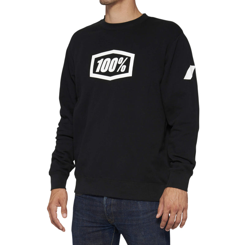 100% Icon Long-Sleeve Fleece Black Sweatshirt