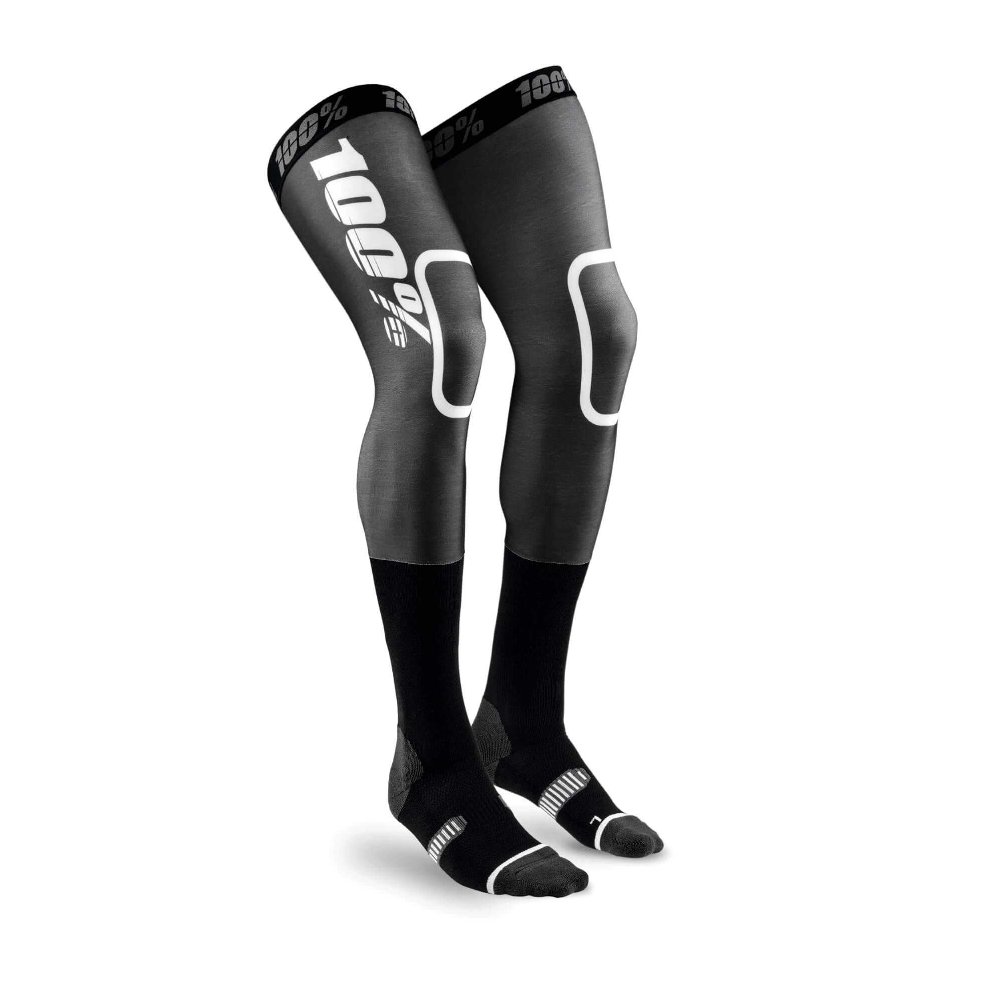 100% REV Knee Brace Performance Moto Black Socks size