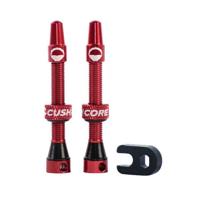 CushCore Ensemble de valves d'air de 44 mm, en alliage de qualité supérieure, joint en caoutchouc nitrile, outil de noyau de valve inclus, valve Presta sans chambre à air