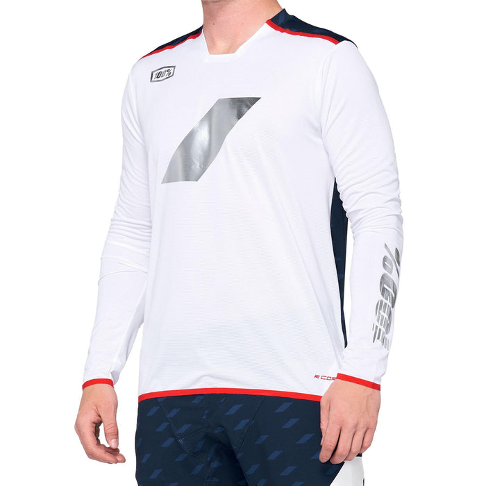 100% R-Core X Limited Long-Sleeved MTB Jersey White/Navy