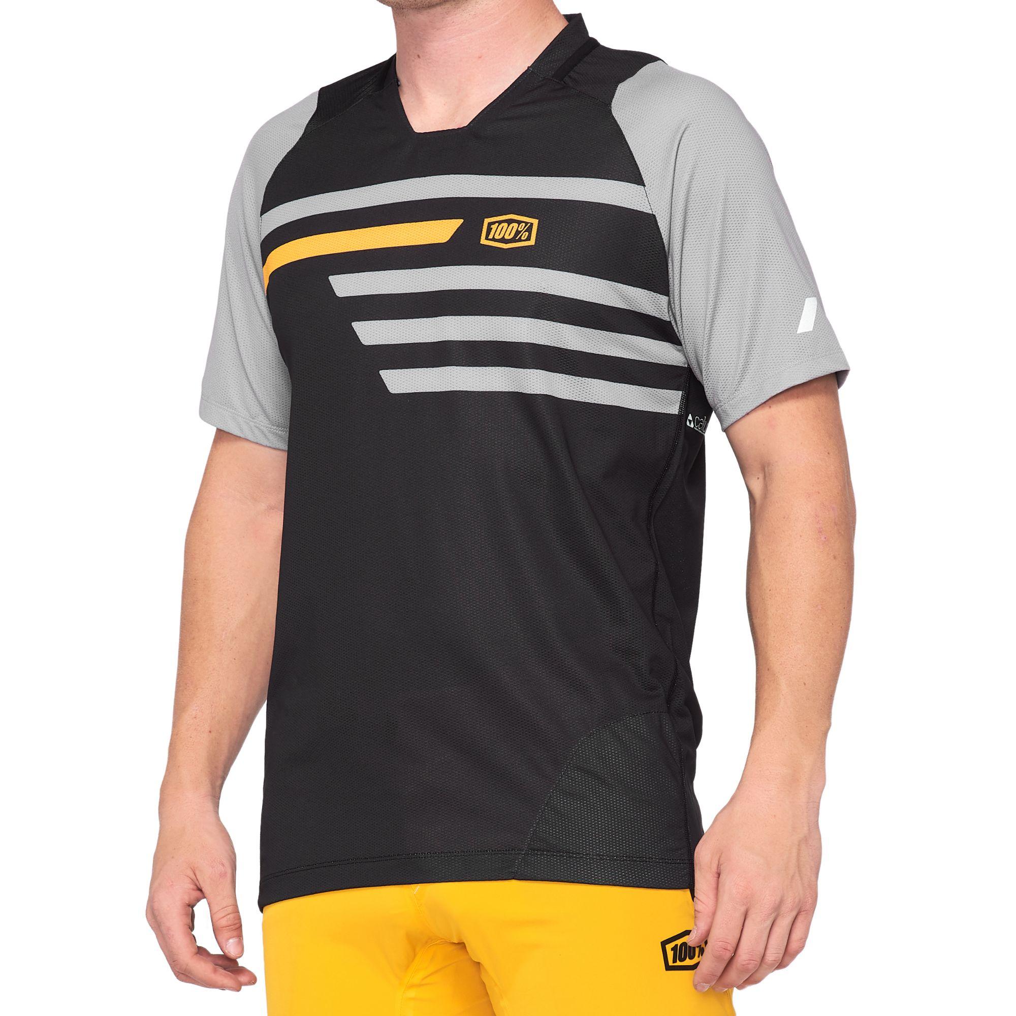 100% Celium Short Sleeve All Mountain Jersey Black/Mustard