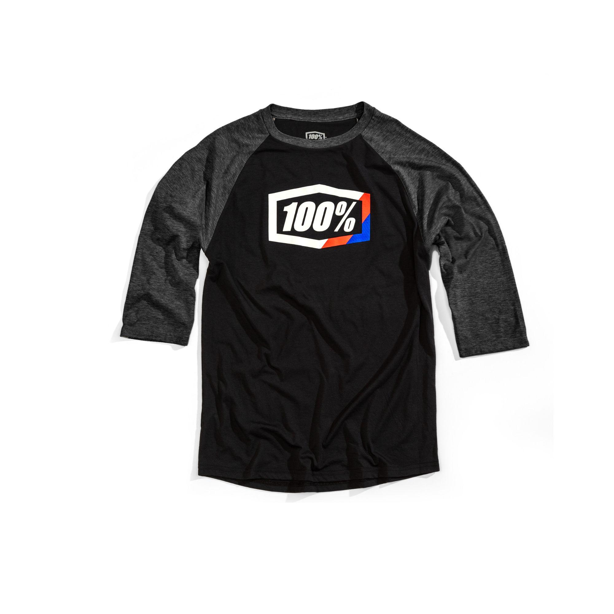 100% Stripes ¾ Sleeve Tech Tee Black S