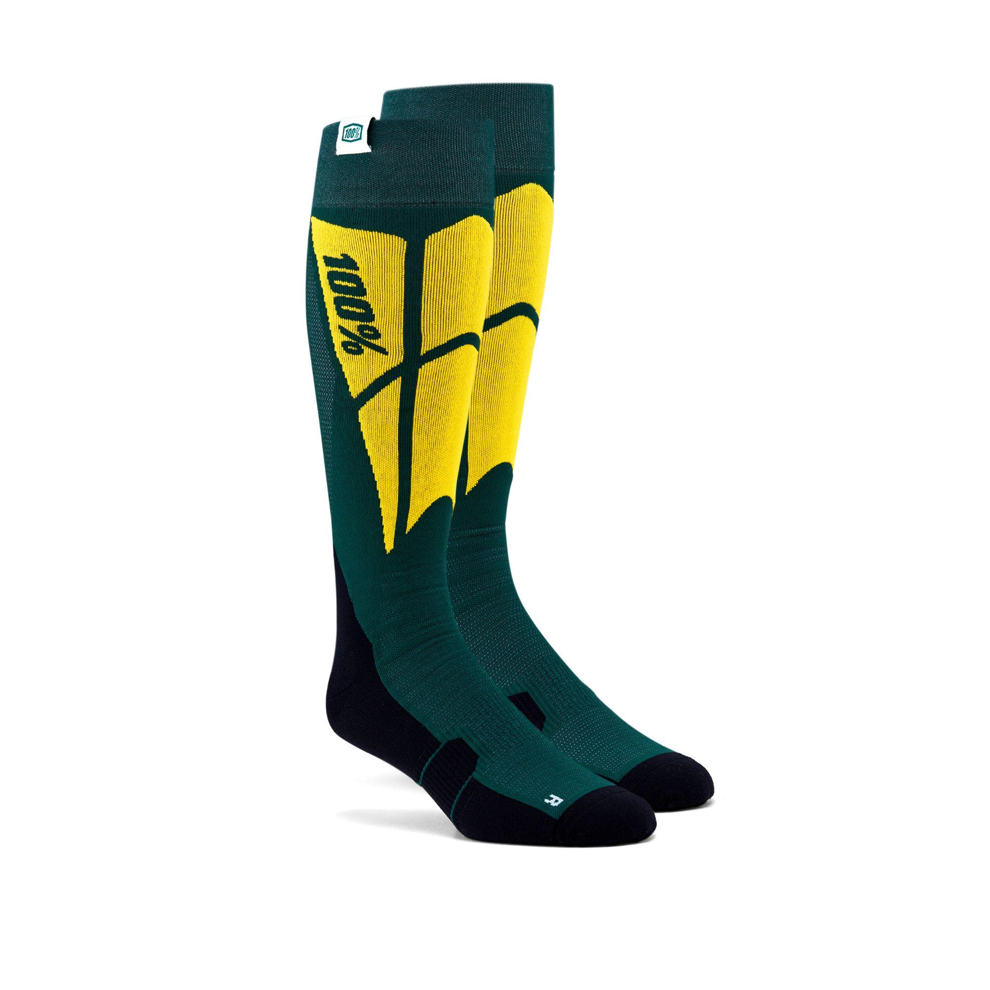 100% Hi Side Performance Moto Socks-Green-S/M