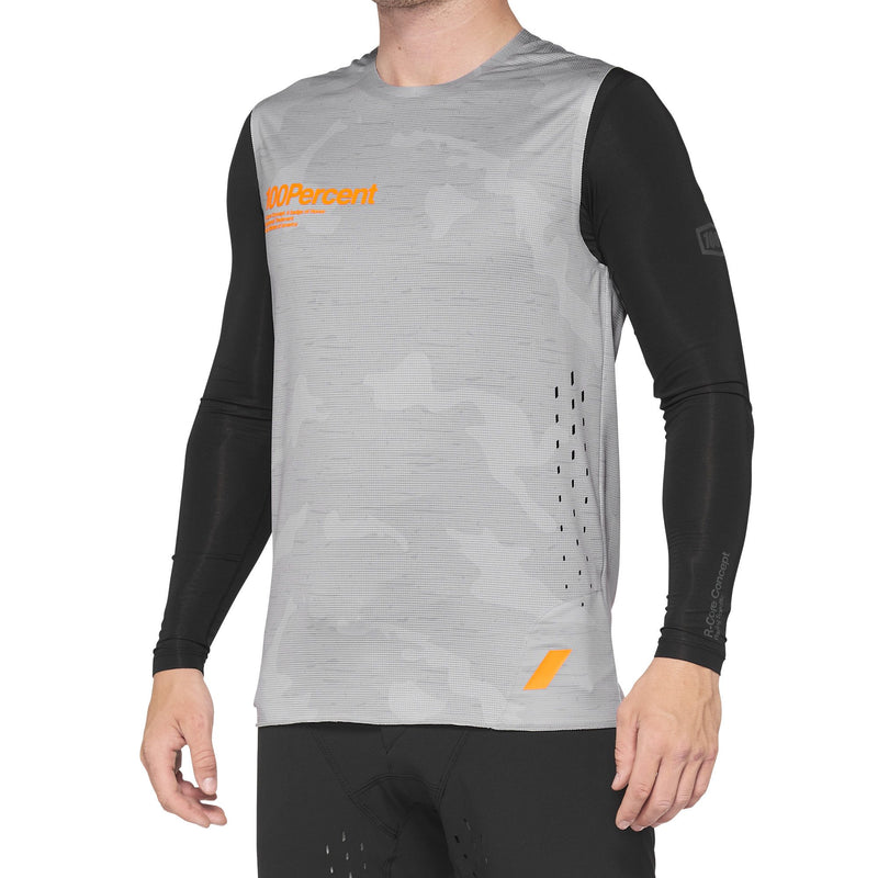 100% MTB WEAR R-Core Concept Sleeveless Jersey S T-Shirt, Adults Unisex, Grey Camo (Grey