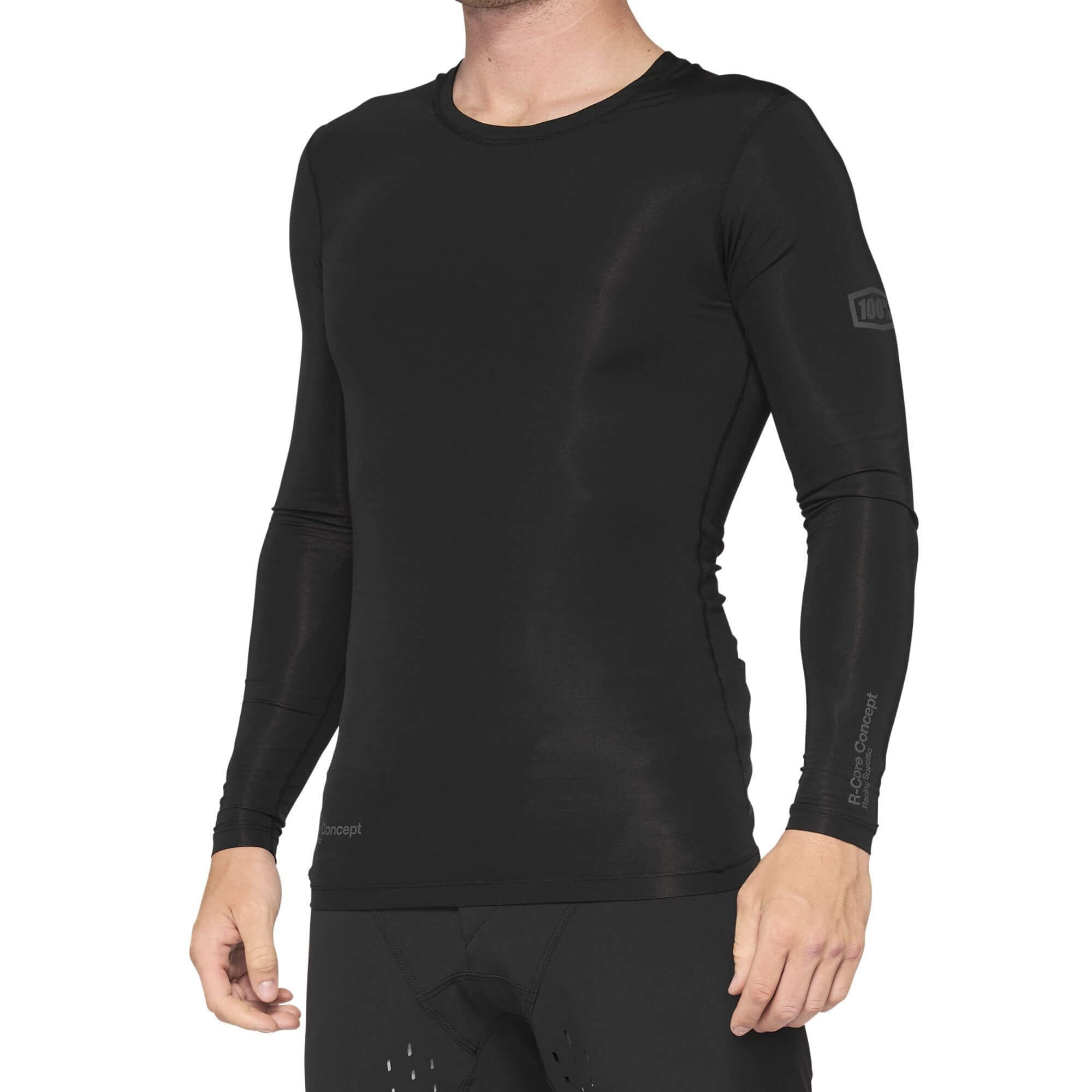 100% Unisex Long Sleeve Jersey R-core Concept Black Cycling (Pack of 1