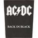 XLG AC/DC Back In Black Back Patch Album Cover Art Rock Jacket Sew on Applique