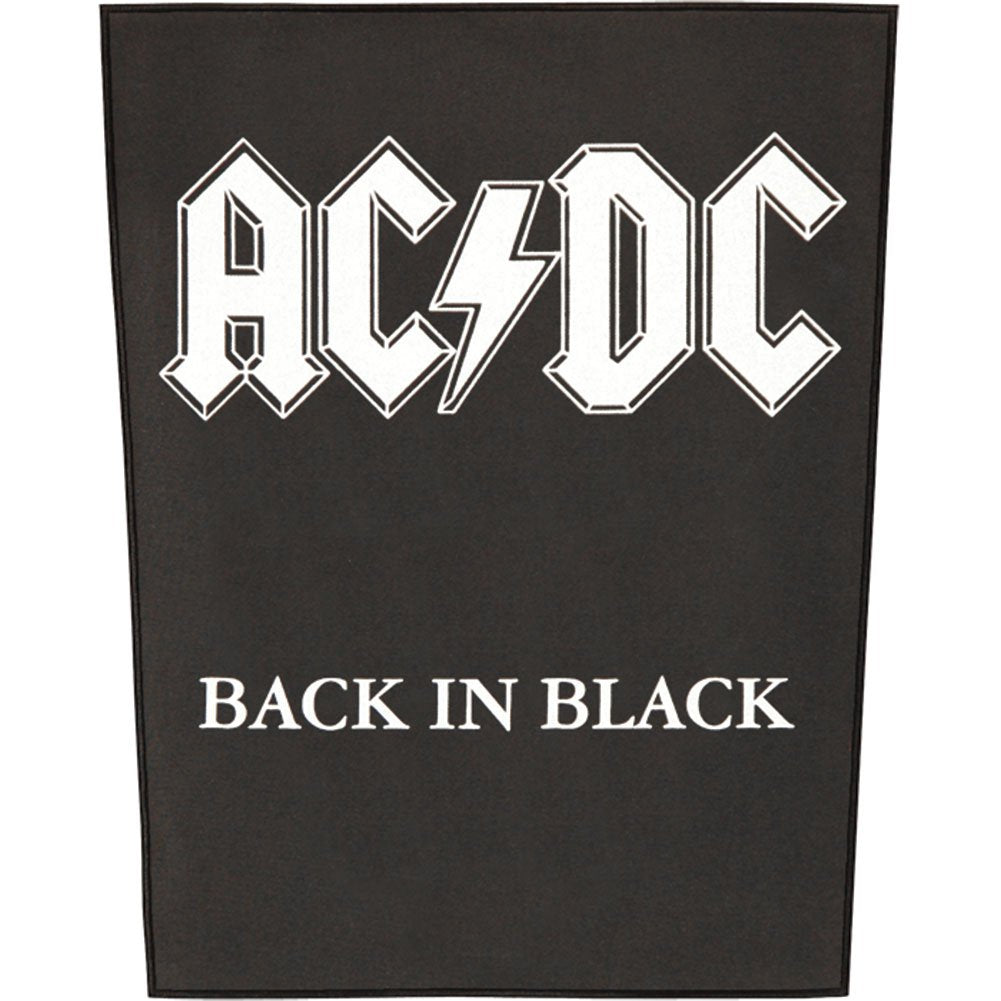 XLG AC/DC Back In Black Back Patch Album Cover Art Rock Jacket Sew on Applique