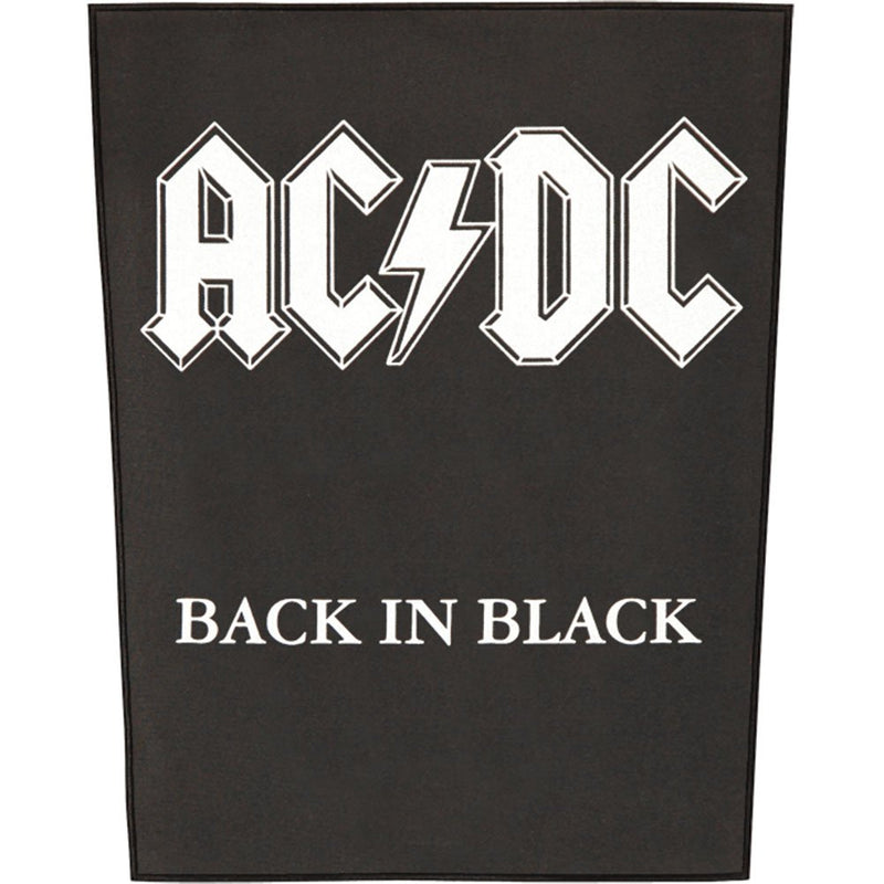 XLG AC/DC Back In Black Back Patch Album Cover Art Rock Jacket Sew on Applique