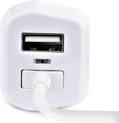 StarTech.com Lightning Car Charger with Coiled Cable, 1m Coiled Lightning Cable, 12W, White, 2 Port USB Car Charger Adapter for Phones and Tablets, Dual USB In Car iPhone Charger (USBLT2PCARW2)