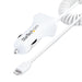 StarTech.com Lightning Car Charger with Coiled Cable, 1m Coiled Lightning Cable, 12W, White, 2 Port USB Car Charger Adapter for Phones and Tablets, Dual USB In Car iPhone Charger (USBLT2PCARW2)