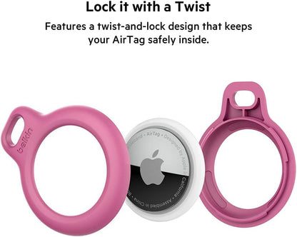 Belkin F8W973 AirTag Case with Key Ring (Secure Holder Protective Cover for Air Tag with Scratch Resistance Accessory