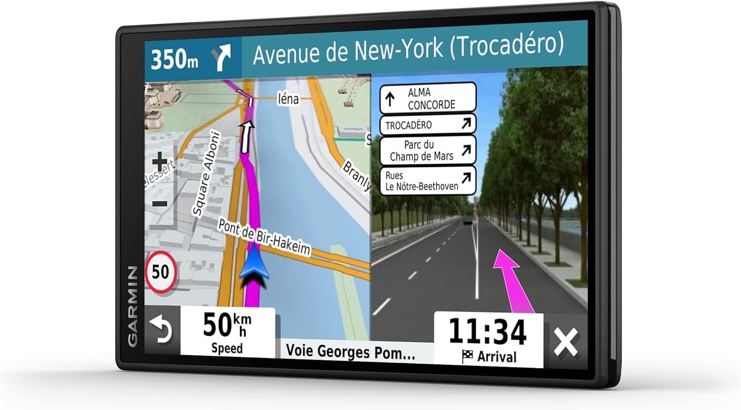 Garmin DriveSmart 55 - Navigationsgerät mit hellenm 5,5 Zoll (13,97cm) Touchdisplay, Europakarten, Verkehrsinfos in Echtzeit und Fahrerassistenz