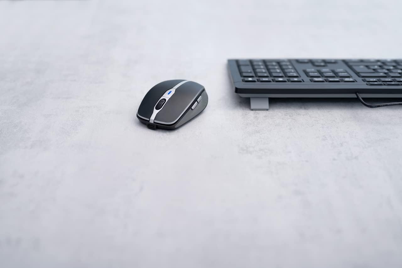 CHERRY MW 9100, wireless and rechargeable mouse, connection via Bluetooth or 2.4 GHz radio, precise 2400 dpi sensor, AES-128 encryption, black