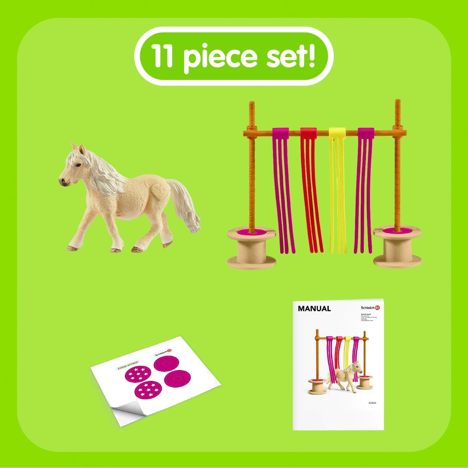 schleich 42484 Pony Curtain Obstacle Farm World Playset for ages 3-8 years Updated packaging