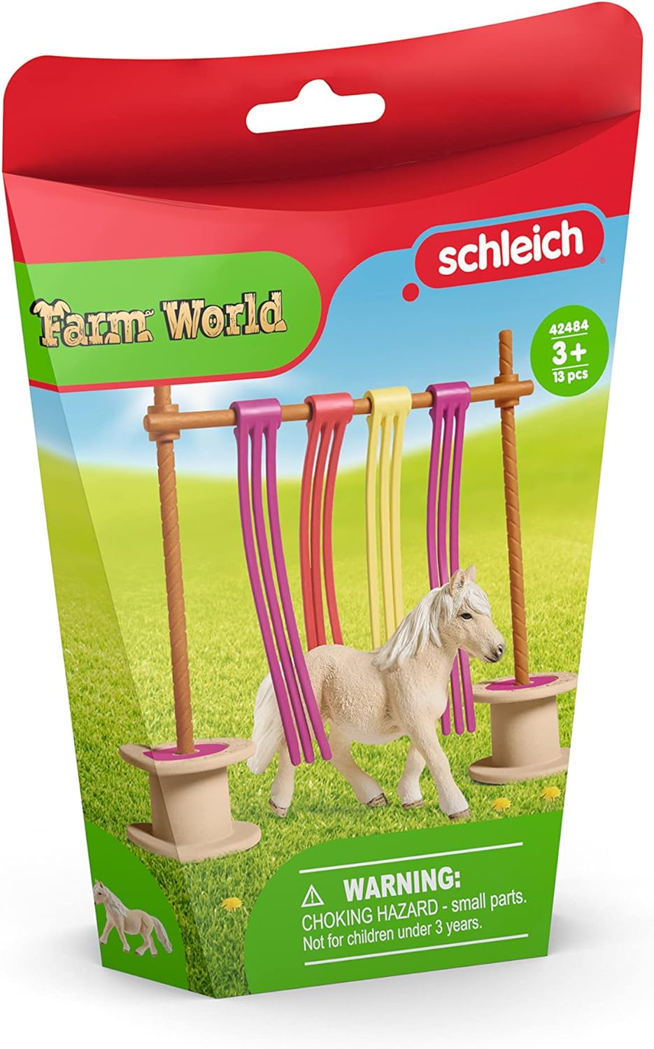 schleich 42484 Pony Curtain Obstacle Farm World Playset for ages 3-8 years Updated packaging