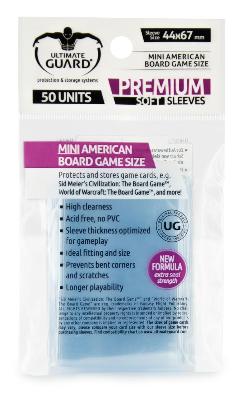 Ultimate Guard "Mini American Premium Soft Sleeves for Board Game Cards (Transparent
