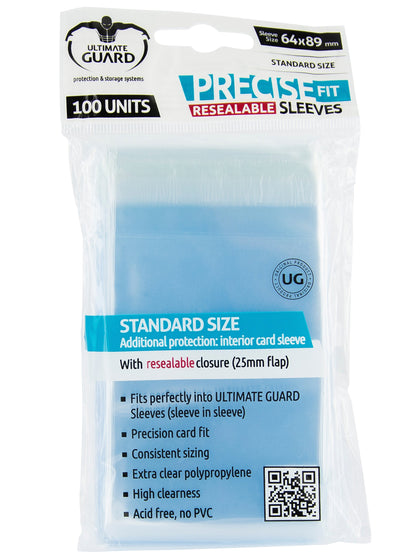 Ultimate Guard- Funda Standar Precise FIT Sleeves Reutilizable 64x89 MM 100U. Juegos de Cartas, Multicolor, Miscelanea (10311
