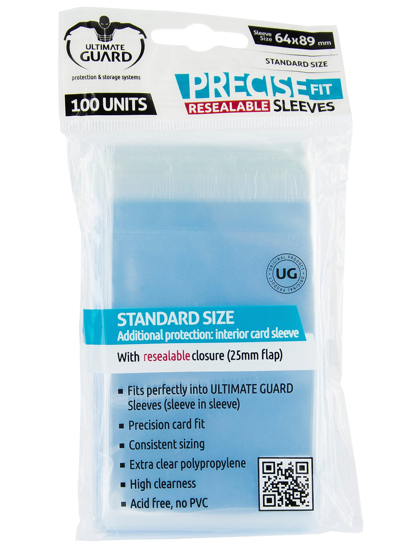 Ultimate Guard- Funda Standar Precise FIT Sleeves Reutilizable 64x89 MM 100U. Juegos de Cartas, Multicolor, Miscelanea (10311