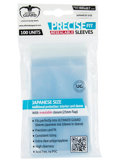 Ultimate Guard Japonais Taille refermable Precise-fit Manches (Lot de 100, Transparent