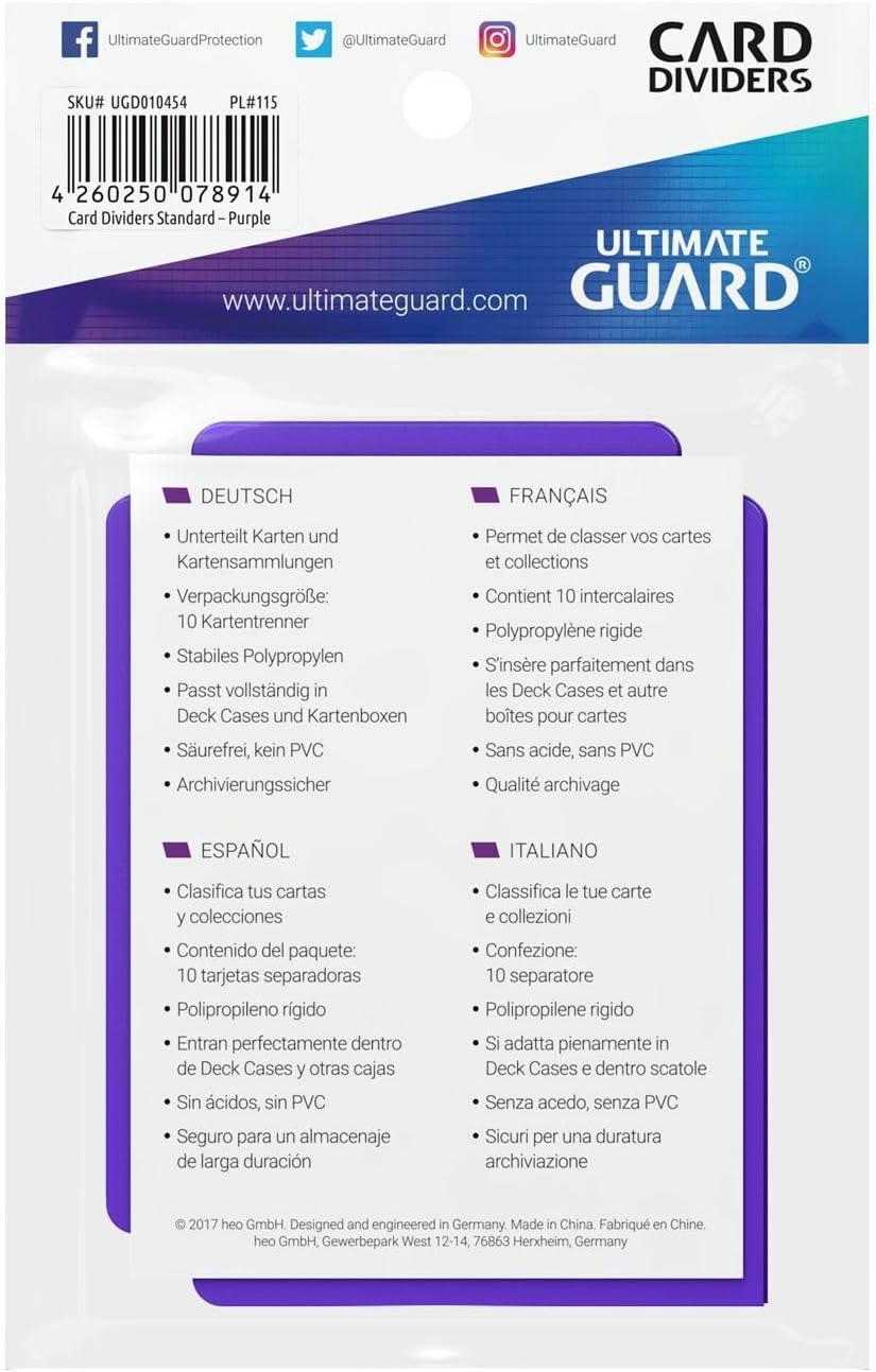 Ultimate Guard UGD010454 Card Dividers Purple 10 Pack