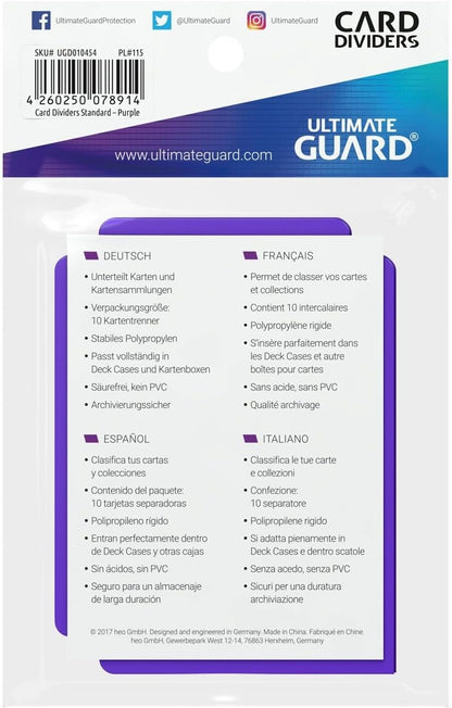 Ultimate Guard UGD010454 Card Dividers Purple 10 Pack
